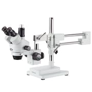AMSCOPE 7X-45X Trinocular Stereo Zoom Microscope With Double Arm Boom Stand SM-4T